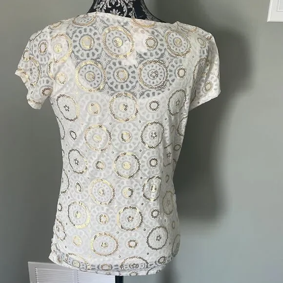 Ruby Rd. white/gold short sleeve top - Picture 2 of 3